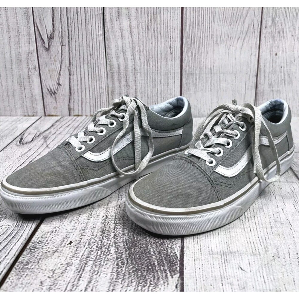 Vans Mens 5.5 Womens 7 Classic Old Skool Shoes Gray Skate Sneakers Suede Leather